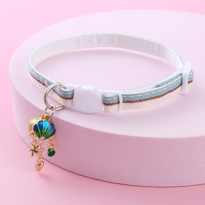 Bell Cute Shell Pet Cat kaklasiksnas dekorēšana, regulējama maza un vidēja suņu kaklasiksnas drošības sprādzes kaklarotas aksesuāri