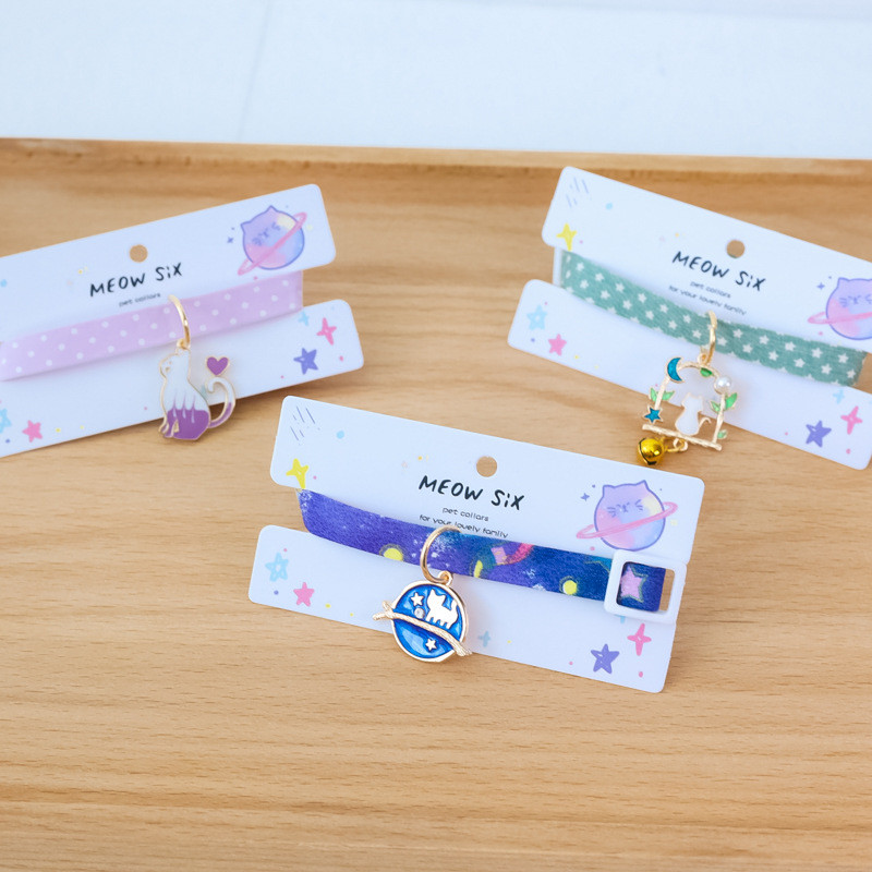 Jauna rozā Swing Moon kaķa kaklasiksna, regulējama kaķa formas mājdzīvnieka kaklasiksna Jauka modes kaķēnu kaklarota ar zvaniņiem kucēnu suņu aksesuāri