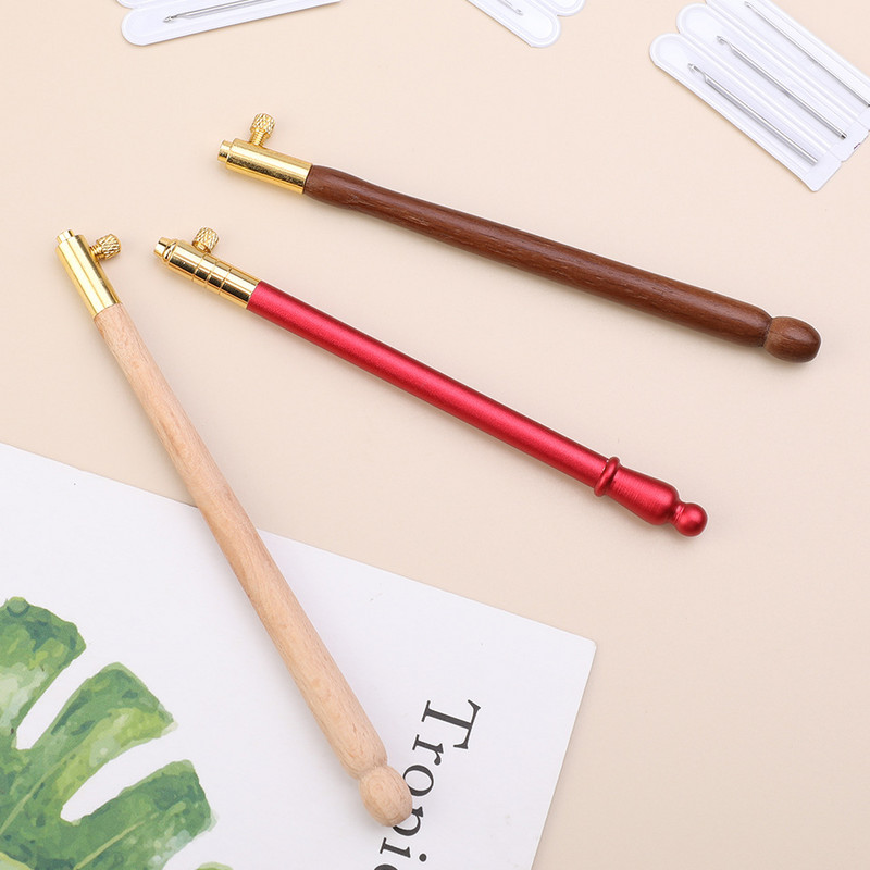 Hímzőtű 3 tűvel Lyukasztótollal Hímző keresztszemes kézműves készlet Francia horgolt kötéshez