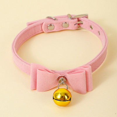 Mīksta samta kaķa kaklasiksna ar zelta zvaniņiem tauriņš Ziemassvētku apkakle kaķim mazam sunim kaķēnu aksesuāri kucēnu kaklarota čivava