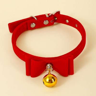Mīksta samta kaķa kaklasiksna ar zelta zvaniņiem tauriņš Ziemassvētku apkakle kaķim mazam sunim kaķēnu aksesuāri kucēnu kaklarota čivava