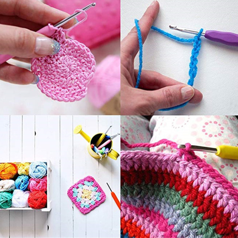 5db szilikon fém fogantyú horgolótű tűk barkács pulóver kötés szövés kézműves szett varró dupla fejű horgolótű eszköz