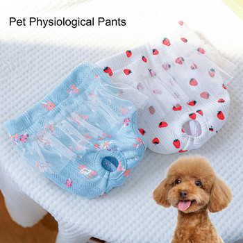 Παντελόνι υγιεινής για κατοικίδια Κοντές πάνες Παντελόνι φυσιολογικό Δαντέλα που πλένεται με μοτίβο φράουλα/λουλούδι Θηλυκά σκυλιά για κατοικίδια