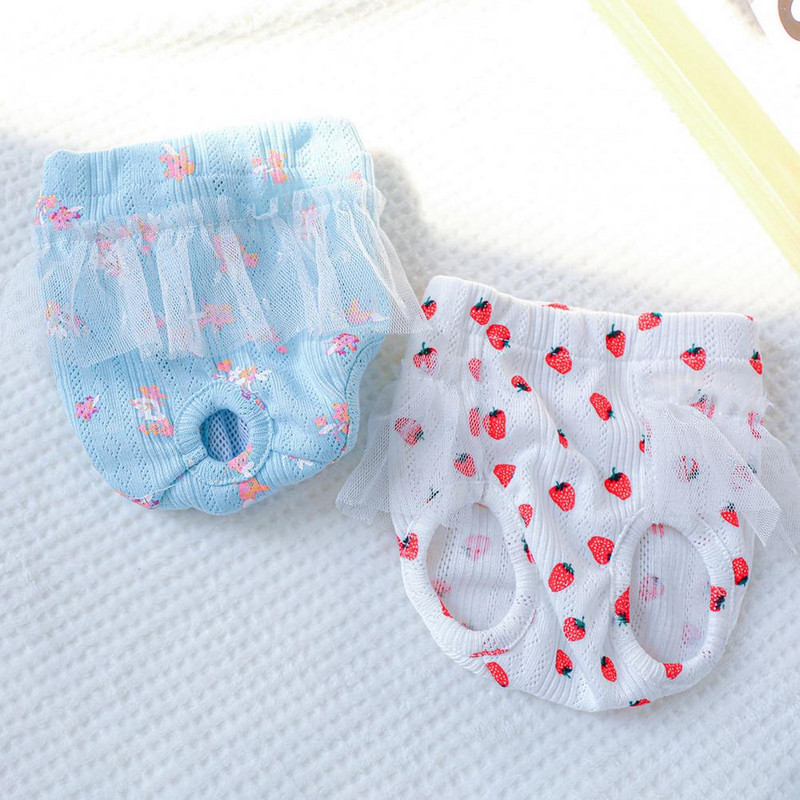 Mājdzīvnieku higiēnas bikses Īsas autiņbiksītes Fizioloģiskās bikses Mežģīnes Mazgājamas zemeņu/ziedu raksts Poliesters Sieviešu suņiem Mājdzīvnieku piederumi