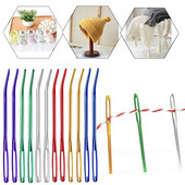 2 gab Alumīnija saliekts uzgalis gobelēns adāmadatas, lielas acs, saliektas aušanas adata DIY rokdarbu rīki, šūšanas piederumi