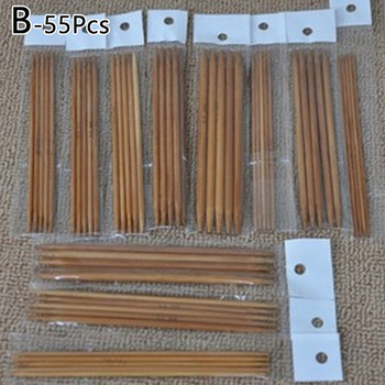55 бр. 2-5 мм комплект карбонизирани бамбукови игли за плетене Двойни заострени куки за плетене на една кука Ръчно изработени игли за пуловер „Направи си сам“ Инструменти за плетене