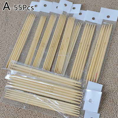 55 db 2-5 mm-es szénsavas bambusz kötőtű készlet Dupla hegyes horgolótűk Kézi kézműves DIY pulóvertűk Kötőeszközök