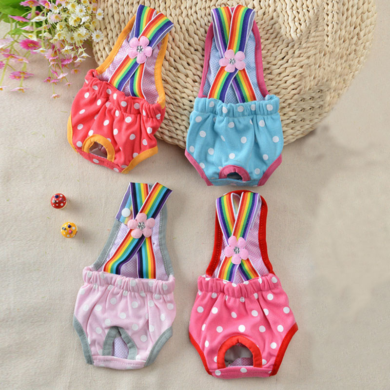 Dots Print Kutya rövidnadrág Pelenka Egészségügyi Fiziológiai Nadrág Mosható Női Kisállat Rövid Bugyi Menstruációs Fehérnemű Alsónadrág