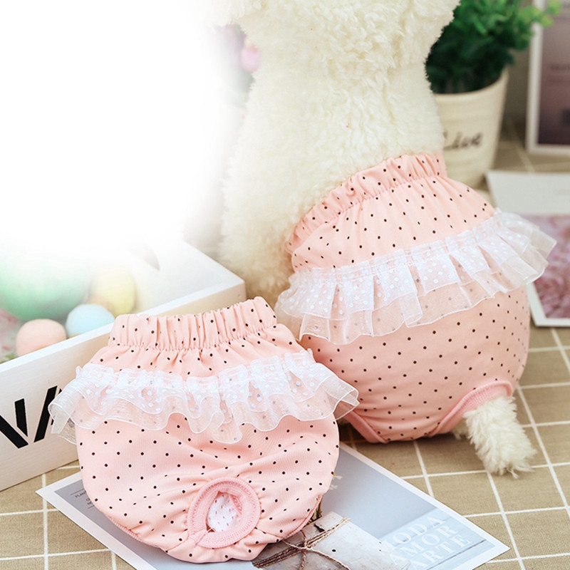 Suņu autiņbiksītes Šifons Princese Kucēns Drošības Šorti Mežģīnes Suns Sanitārās Bikses Suns Menstruālās Biksītes Suņu Šorti Biksītes S/M/L