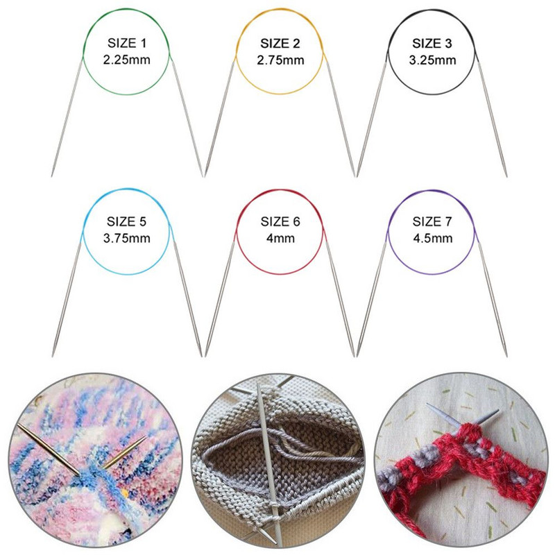 40/100 cm-es kör alakú kötőtűk kerek fém körtűk horgolótűk varrótűk barkácsolás kézműves szövés kézimunka kellékek