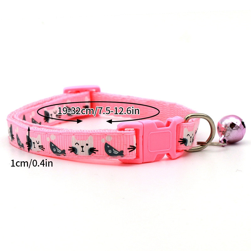 Mājdzīvnieku jauka kaklasiksna ar zvaniņu, mazs suns karikatūras apdrukas kaklarota Regulējama kucēns kaķēns Macaron krāsa kaklasiksnas piederumi produkti