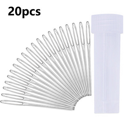 MIUSIE 20 db/tétel Bőr kézműves varrótűk nagy szemek tompa varrótű kerek hegyes tű bőr kézi varróeszközök