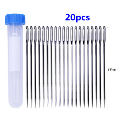 MIUSIE 20 db/tétel Bőr kézműves varrótűk nagy szemek tompa varrótű kerek hegyes tű bőr kézi varróeszközök