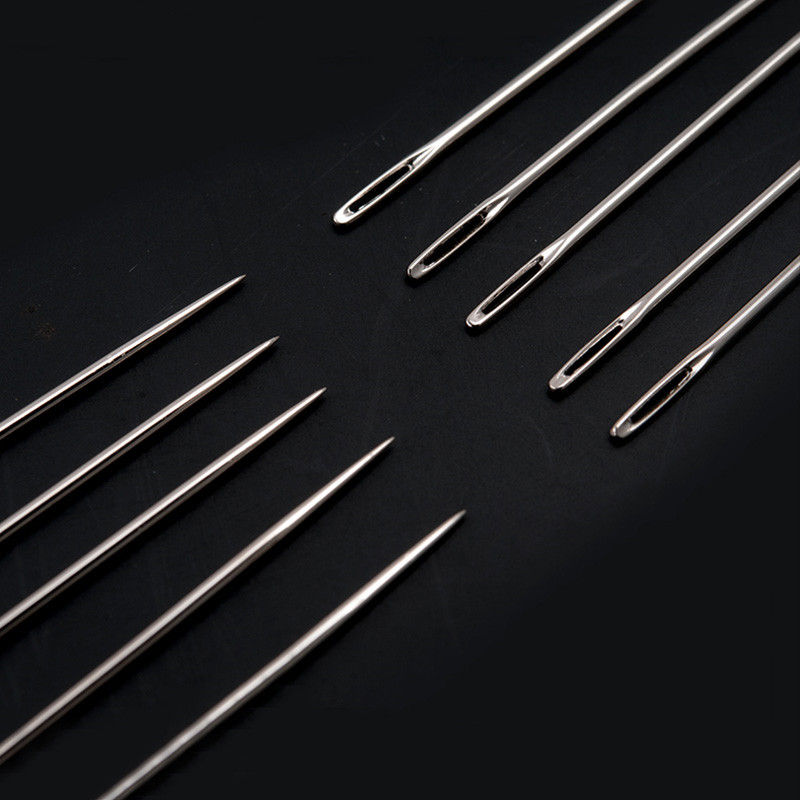 MIUSIE 20 db/tétel Bőr kézműves varrótűk nagy szemek tompa varrótű kerek hegyes tű bőr kézi varróeszközök