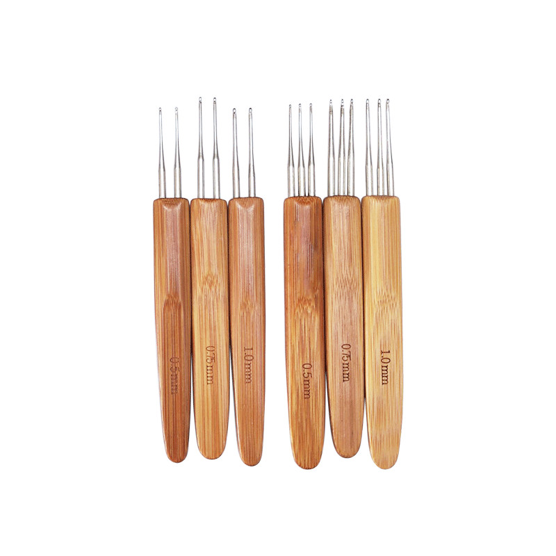 0,5/0,75/1 mm duplafejű raszta fa fogantyús horgolótű horgolt rasztákhoz Zsinórok Hajkészítő tűeszközök rasztákhoz