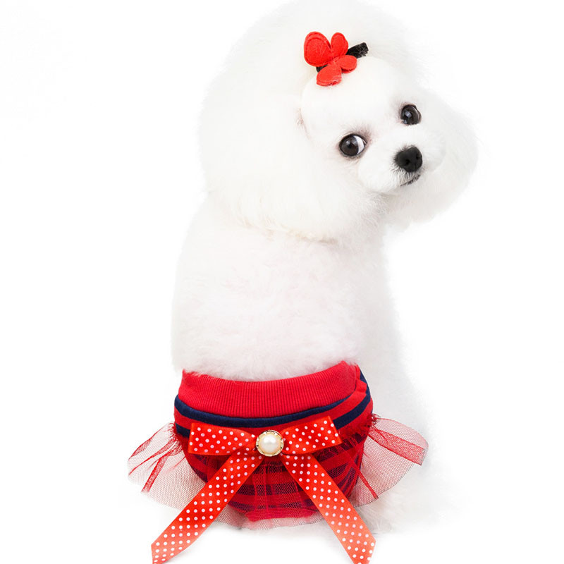 Aranyos csíkok Csipke Kutya Fiziológiás Nadrág Pelenka Mosható Női Kisállat Kutya Macska Rövidnadrág Pelenka Egészségügyi Alsónadrág Kutya macskának