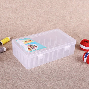 Кутия за съхранение на конци Прозрачна пластмасова кутия за калерчета Шевни бобини Калъф за сортиране на конци Органайзер
