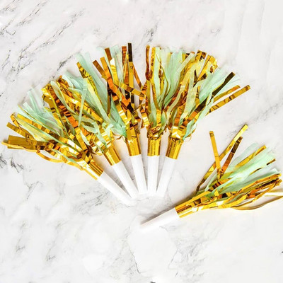 6 gab. Daudz laimes dzimšanas dienas ballīte Zelta folija pušķis nopūšamā svilpe kāzu dekorācija pievieno jautrus svētku piederumus Ragas bērnu rotaļlieta Ziemassvētki