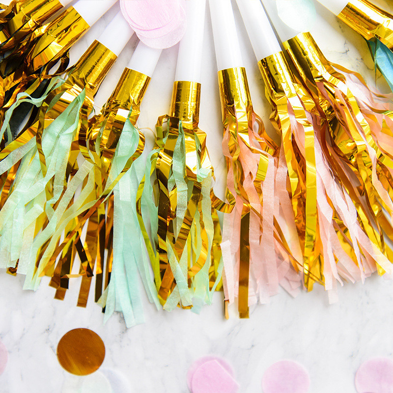 6 gab. Daudz laimes dzimšanas dienas ballīte Zelta folija pušķis nopūšamā svilpe kāzu dekorācija pievieno jautrus svētku piederumus Ragas bērnu rotaļlieta Ziemassvētki