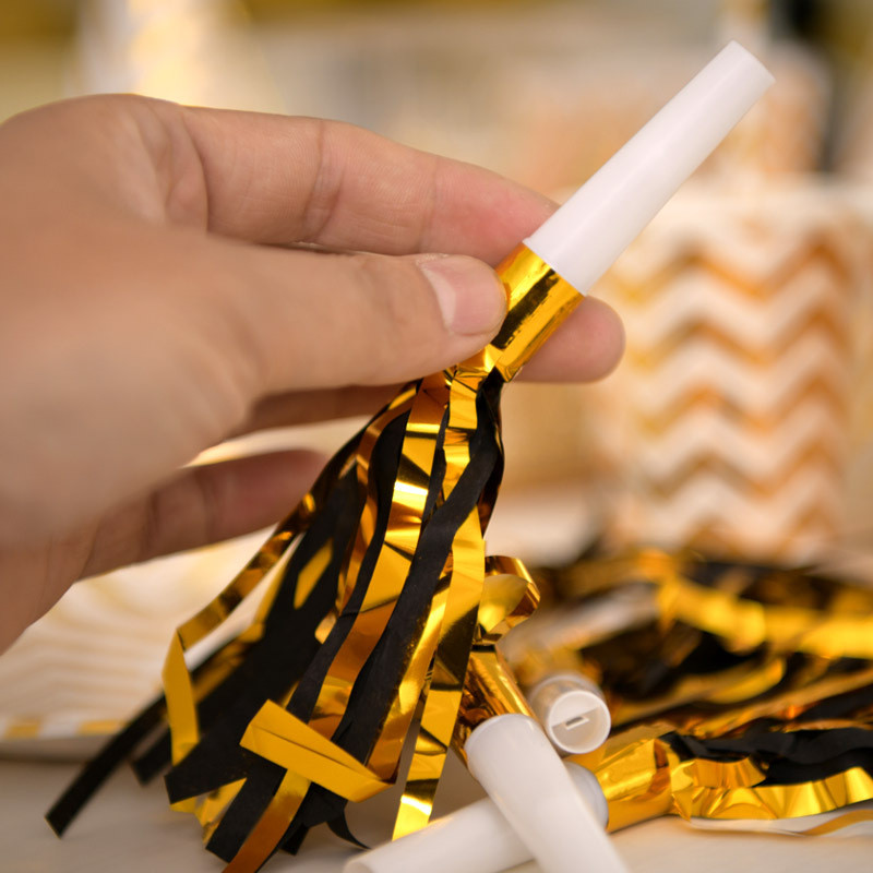 6 gab. Daudz laimes dzimšanas dienas ballīte Zelta folija pušķis nopūšamā svilpe kāzu dekorācija pievieno jautrus svētku piederumus Ragas bērnu rotaļlieta Ziemassvētki