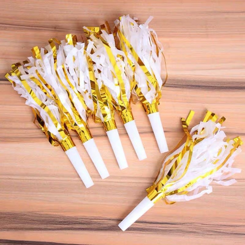 6 gab. Daudz laimes dzimšanas dienas ballīte Zelta folija pušķis nopūšamā svilpe kāzu dekorācija pievieno jautrus svētku piederumus Ragas bērnu rotaļlieta Ziemassvētki