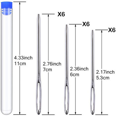 18/12 τμχ Αμβλιές βελόνες με μεγάλα μάτια Νήμα από ανοξείδωτο ατσάλι Βελόνες πλεξίματος Δερμάτινες βελόνες ραπτικής Εργαλεία ραπτικής χειρός