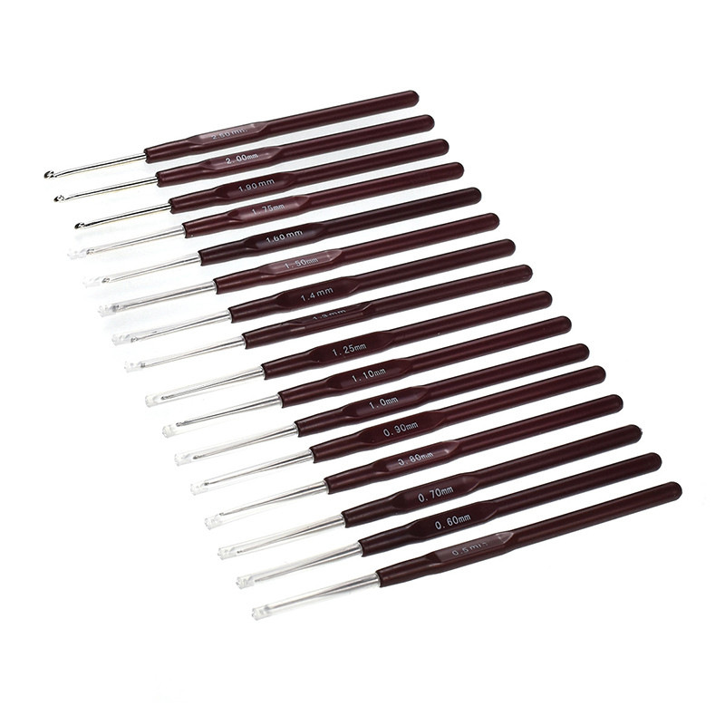 16gab. Plastmasas rokturis Tamboradatas Alumīnija Adītas Aust Adatas Roku darbs Amatniecības dzija Adīšana Džemperis Šalle Šūšanas rīki 0,5-2,5 mm