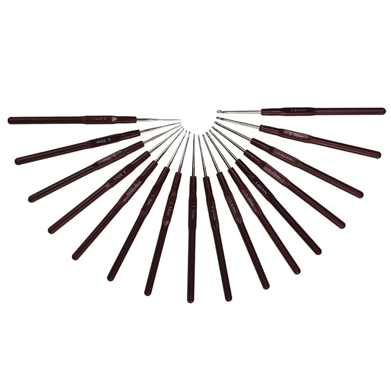 16gab. Plastmasas rokturis Tamboradatas Alumīnija Adītas Aust Adatas Roku darbs Amatniecības dzija Adīšana Džemperis Šalle Šūšanas rīki 0,5-2,5 mm