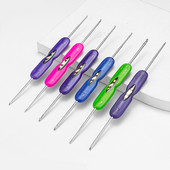 Πλεκτομηχανές 5 τμχ με μαλακή λαβή με γάντζο αλουμινίου διπλής κεφαλής Πολύχρωμο χειροκίνητο βελονάκι Πολυλειτουργικό σετ εργαλείων πλεξίματος DIY