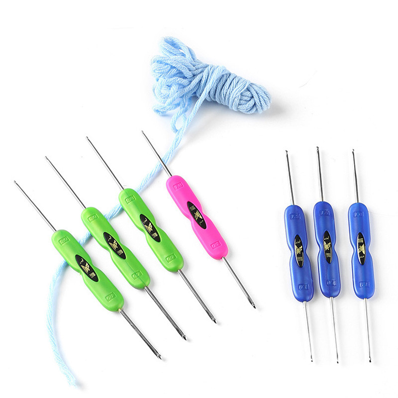 Πλεκτομηχανές 5 τμχ με μαλακή λαβή με γάντζο αλουμινίου διπλής κεφαλής Πολύχρωμο χειροκίνητο βελονάκι Πολυλειτουργικό σετ εργαλείων πλεξίματος DIY