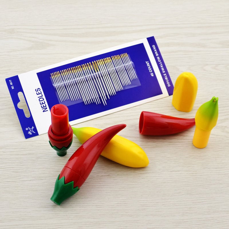 1 vnt. siuvimo priedai Dantų krapštuko dėklas Plastikinė buitinė dėžutė Bananų pipirų formos siuvimo adatų laikymo tuščia dėžutė