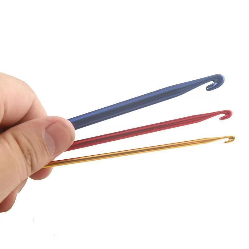 DIY Knit Tool Alumīnija oksīda šūti tamborēti divi vienā metāla adata Matu pavediens Biezs izmērs Daudzfunkcionāla tamborēšanas dūriena adata