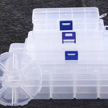 Пластмасов органайзер Контейнер Кутия за съхранение Регулируем разделител Подвижна решетка за бижута Мъниста Контейнер за обеци Малки аксесоари