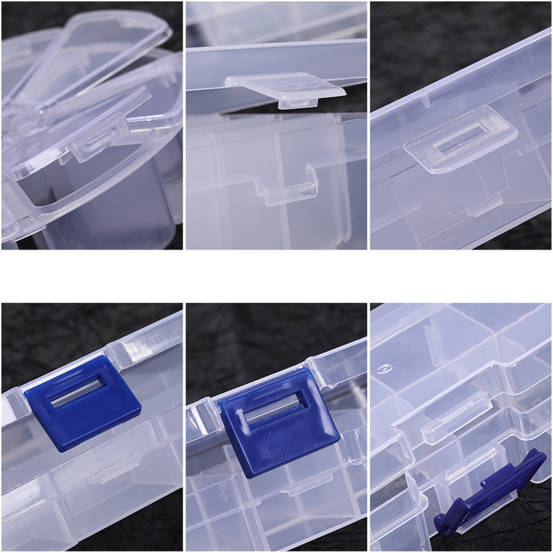 Plastikinės dėtuvės talpyklos laikymo dėžutė Reguliuojamas skirstytuvas Nuimamas papuošalų karoliukų tinklelis Auskarų konteineris Maži priedai