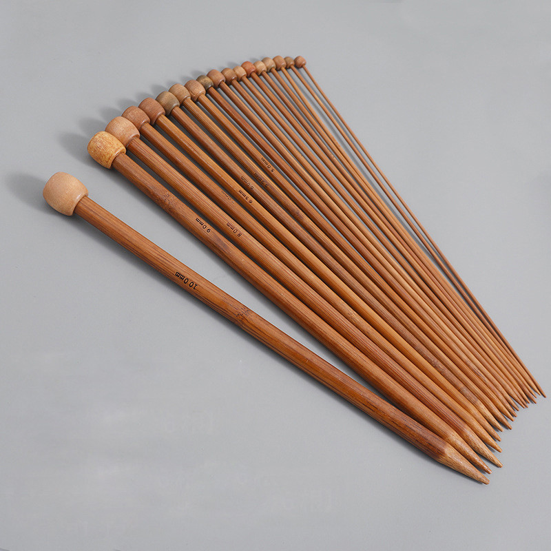 35 cm pikkused bambusest kudumisvardad algajatele ja professionaalsetele kampsunite heegelnõelad, 18 suurust 2,5 mm kuni 11 mm DIY kudumiseks