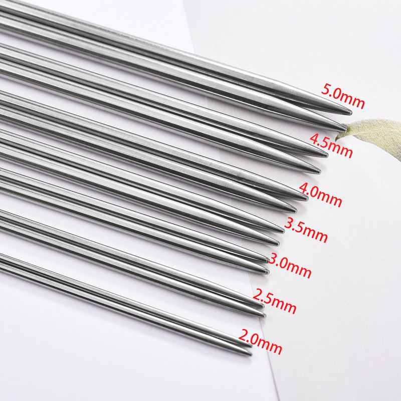 5db/készlet 20 cm-es egyenes kötőtű rozsdamentes acélból 2,0-5,0 mm-es kétvégű rozsdamentes acéltű kezdők kötéséhez