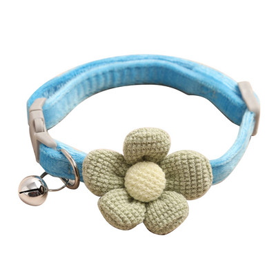 Drošības sprādzes suns ar zvaniņu ātri nolaižams Mājas mīļais mājdzīvnieks, ērta kaķa kaklasiksna, mīksta regulējama kaklarota adīšanas zieds