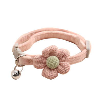 Drošības sprādzes suns ar zvaniņu ātri nolaižams Mājas mīļais mājdzīvnieks, ērta kaķa kaklasiksna, mīksta regulējama kaklarota adīšanas zieds