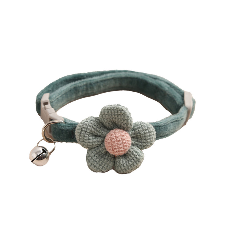 Drošības sprādzes suns ar zvaniņu ātri nolaižams Mājas mīļais mājdzīvnieks, ērta kaķa kaklasiksna, mīksta regulējama kaklarota adīšanas zieds