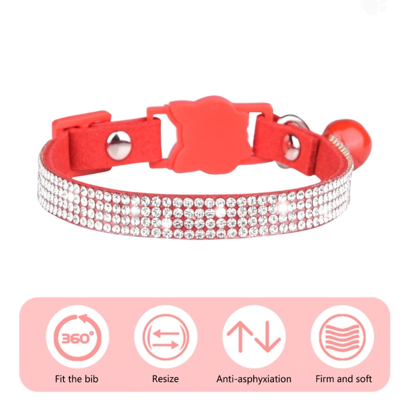 2023-as új strasszos macskanyakörv, csengővel állítható, elszakadó fényes nyakláncokkal kis kölyök fiú lány kisállatjelmez-kiegészítőkhöz