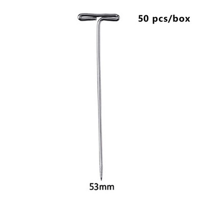 50db/1 doboz T-csapok Rozsdamentes acél T Egyenes tű Blokkolás Kötés Szabott Modellezés Tartó Paróka 27/32/38/45/51/53mm kijelző