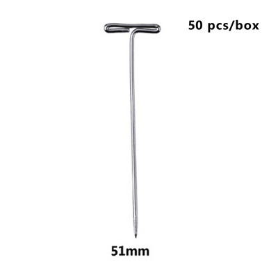 50db/1 doboz T-csapok Rozsdamentes acél T Egyenes tű Blokkolás Kötés Szabott Modellezés Tartó Paróka 27/32/38/45/51/53mm kijelző