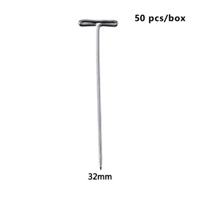 50db/1 doboz T-csapok Rozsdamentes acél T Egyenes tű Blokkolás Kötés Szabott Modellezés Tartó Paróka 27/32/38/45/51/53mm kijelző