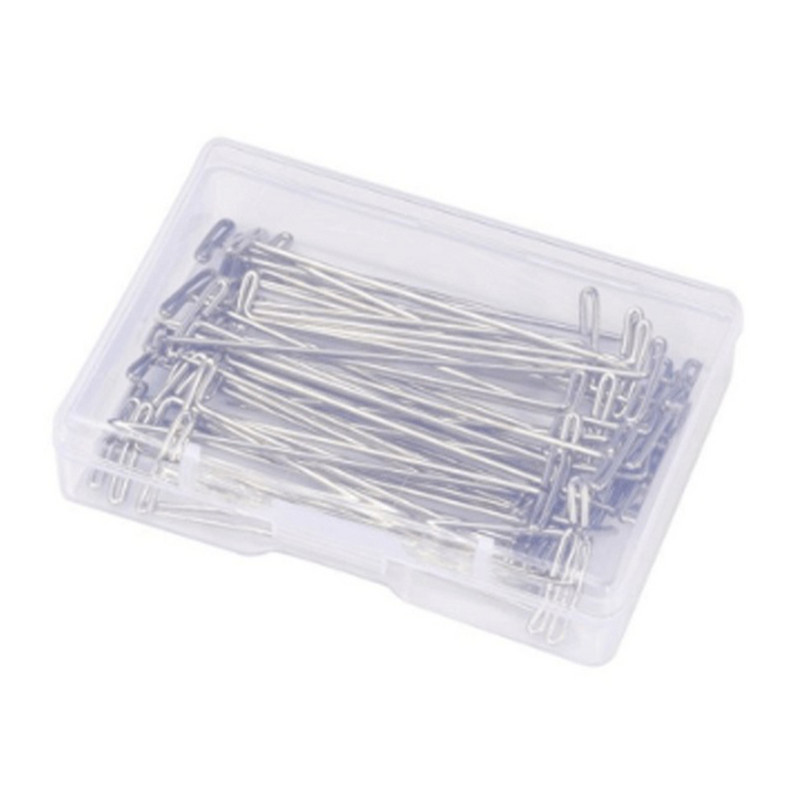 50db/1 doboz T-csapok Rozsdamentes acél T Egyenes tű Blokkolás Kötés Szabott Modellezés Tartó Paróka 27/32/38/45/51/53mm kijelző