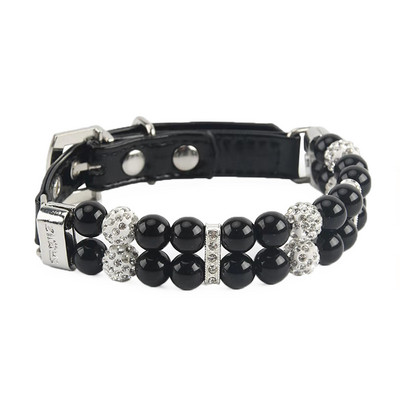 Luxus gyöngy macska nyakörv állítható strassz kölyök kölyök kis kutya nyaklánc PU bőr kisállat nyakörv Choker chihuahua kiegészítők