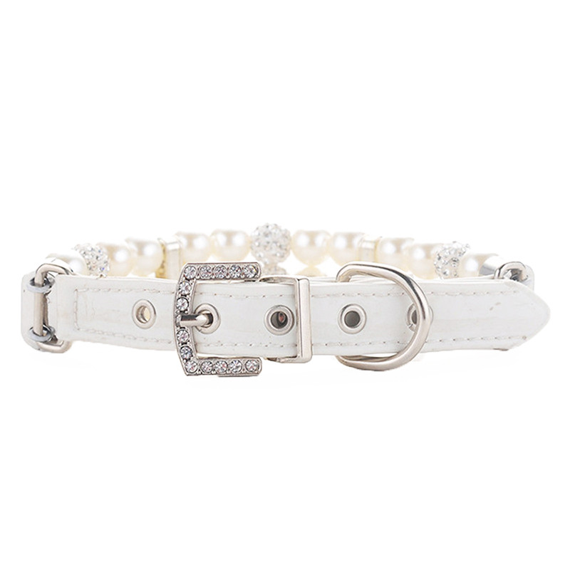 Luxus gyöngy macska nyakörv állítható strassz kölyök kölyök kis kutya nyaklánc PU bőr kisállat nyakörv Choker chihuahua kiegészítők