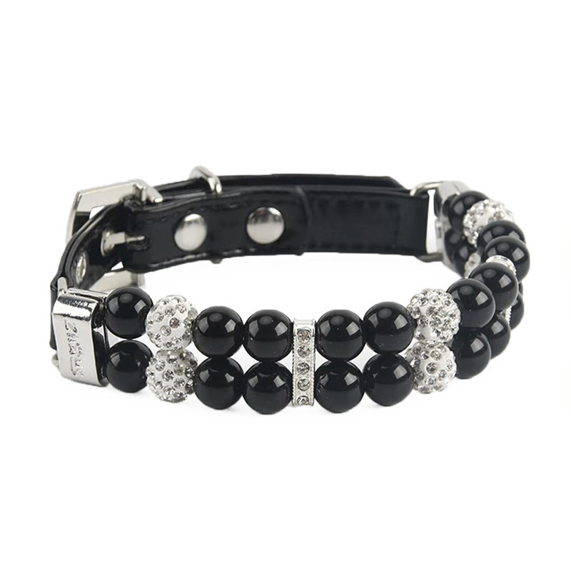 Luxus gyöngy macska nyakörv állítható strassz kölyök kölyök kis kutya nyaklánc PU bőr kisállat nyakörv Choker chihuahua kiegészítők