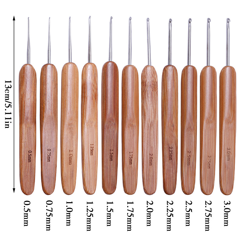 1Pc Bambusa Tamboradatas Āķi Dzija Aust Rokturis Āķis DIY Instrumenti Šūšanas Aksesuāri Mežģīņu pinuma amatniecības adata 0,5-3,0 mm