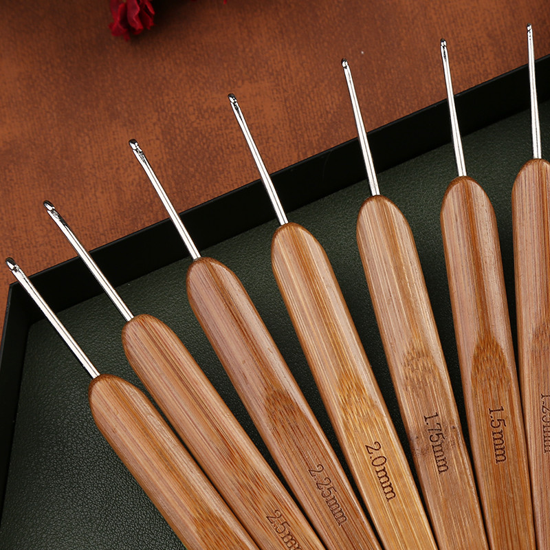1Pc Bambusa Tamboradatas Āķi Dzija Aust Rokturis Āķis DIY Instrumenti Šūšanas Aksesuāri Mežģīņu pinuma amatniecības adata 0,5-3,0 mm