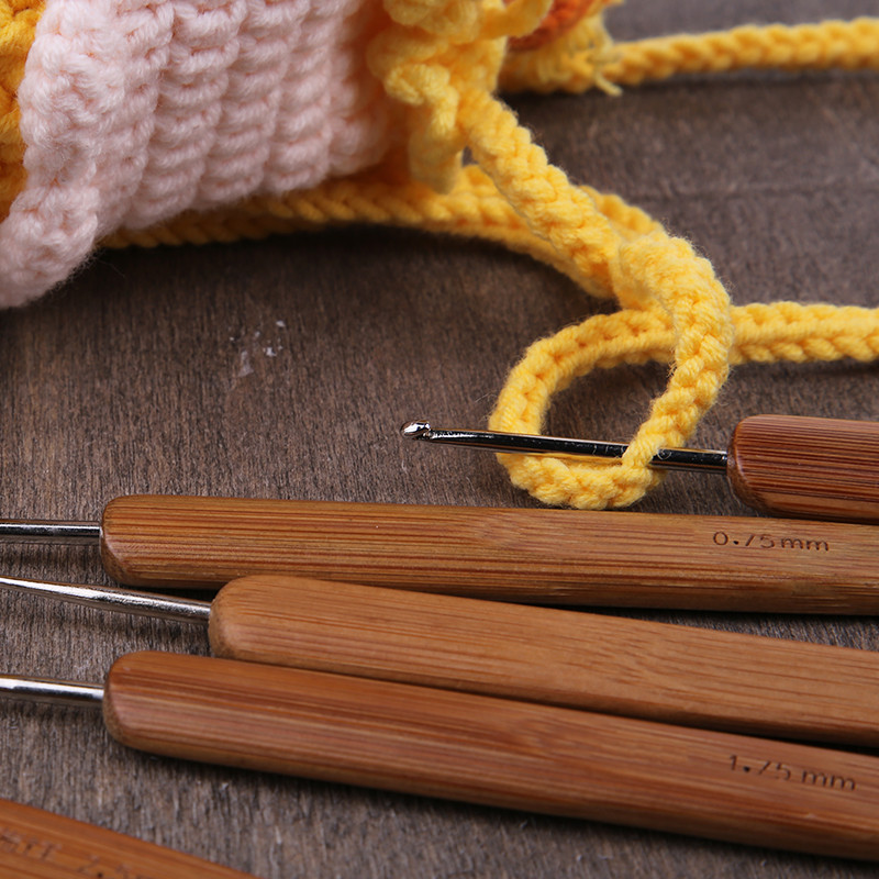 1Pc Bambusa Tamboradatas Āķi Dzija Aust Rokturis Āķis DIY Instrumenti Šūšanas Aksesuāri Mežģīņu pinuma amatniecības adata 0,5-3,0 mm